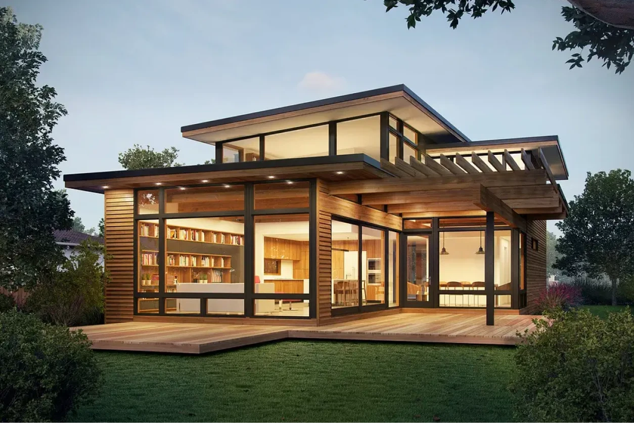 Cluster of prefabricated modular homes with shared utility connections at a Greater Accra estate